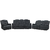 Casual 3-Piece Glider Reclining Living Room Set