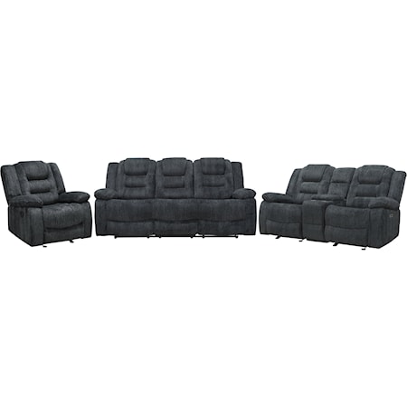 Casual 3-Piece Glider Reclining Living Room Set