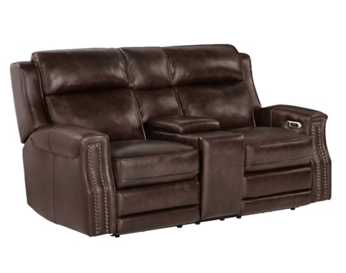 Transitional Power Reclining Loveseat with Power Headrests