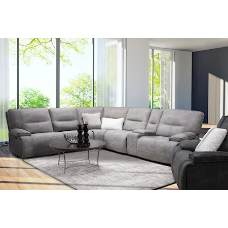 Casual Sky 6-Piece Modular Power Reclining Sectional with Power Headrests and USB Pop-up