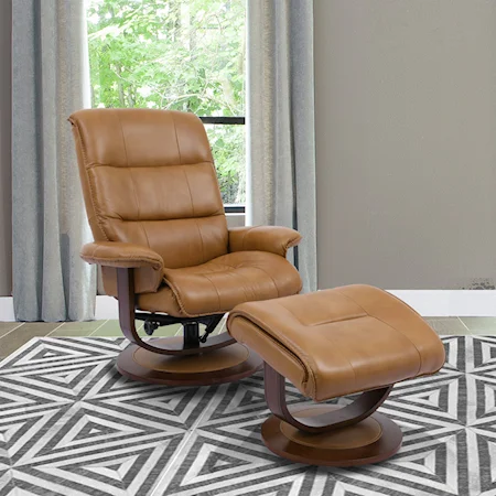 Contemporary Swivel Recliner & Ottoman