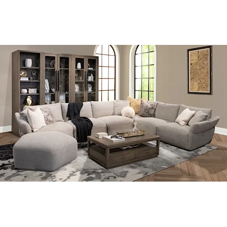 Casual 6-Piece Sectional Sofa with Deep-Seated Design