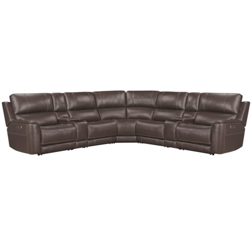 Casual 7-pc. Leather Power Reclining Sectional with USB Ports