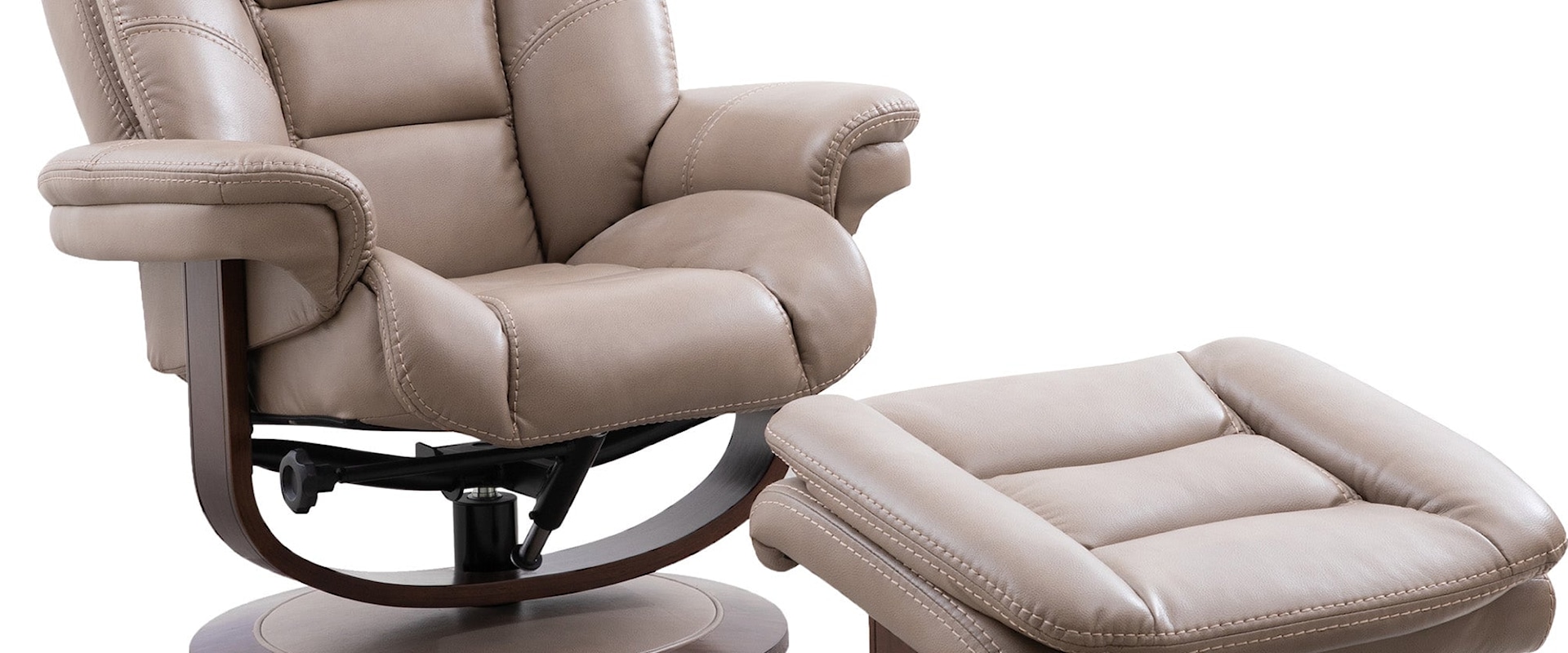 Contemporary Manual Reclining Swivel Chair and Ottoman