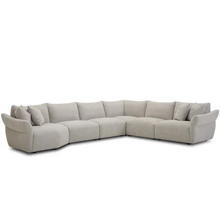 Casual 6-Piece Sectional Sofa with Deep-Seated Design