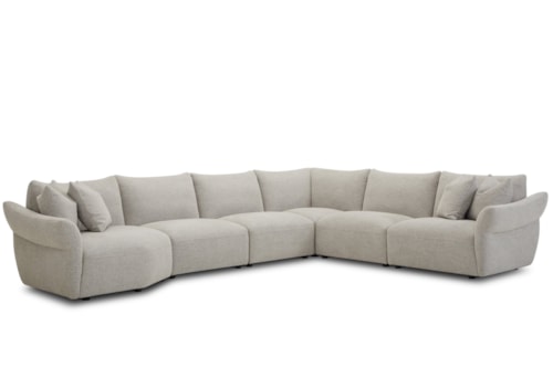 Casual 6-Piece Sectional Sofa with Deep-Seated Design