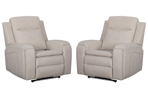 2-pk. Contemporary Rocking Power Recliner with Heat and Massage