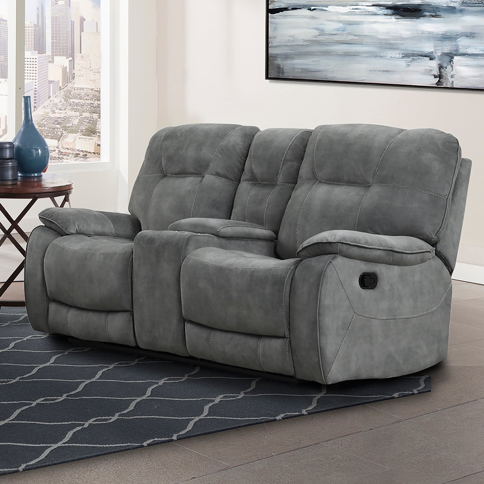 Manual Reclining Console Loveseat