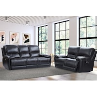 Contemporary Power Reclining Sofa and Loveseat Set with Power Headrests