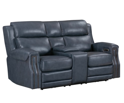 Transitional Power Reclining Loveseat with Power Headrests