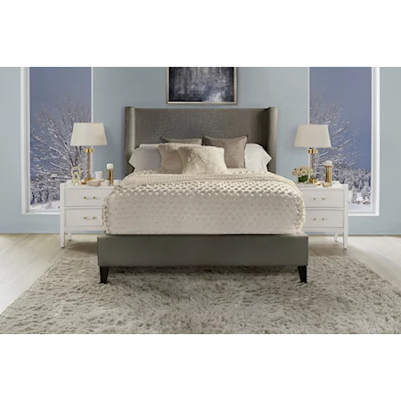 Upholstered Himalaya Charcoal Queen Bed