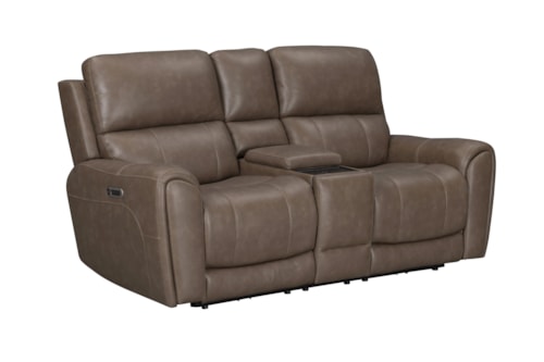 Contemporary Power Reclining Console Loveseat with USB & USB-C Port