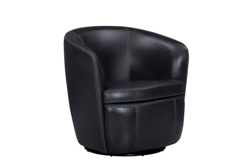 Contemporary Leather Swivel Barrel Chair