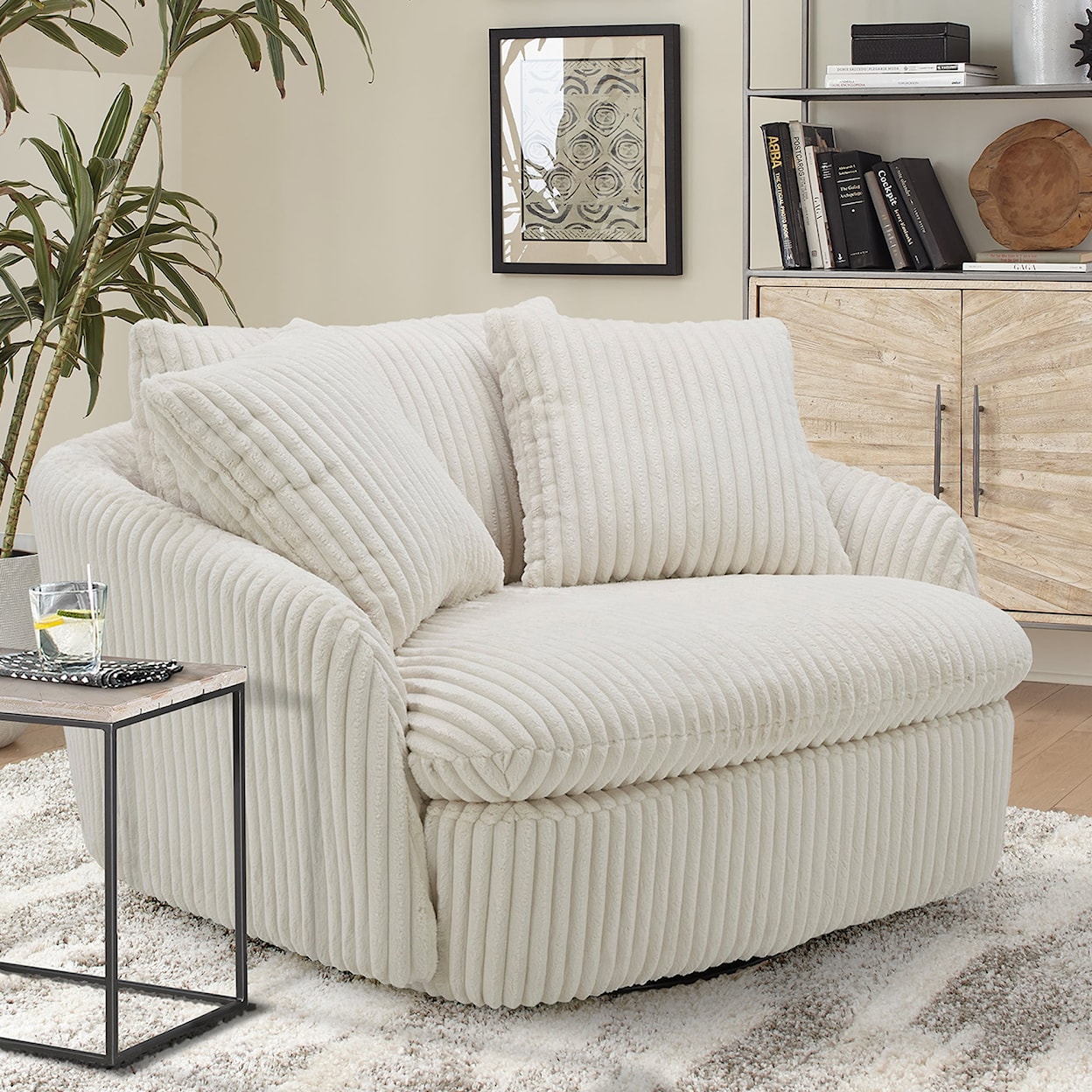 Paramount Living Boomer - Mega Ivory Swivel Accent Chair