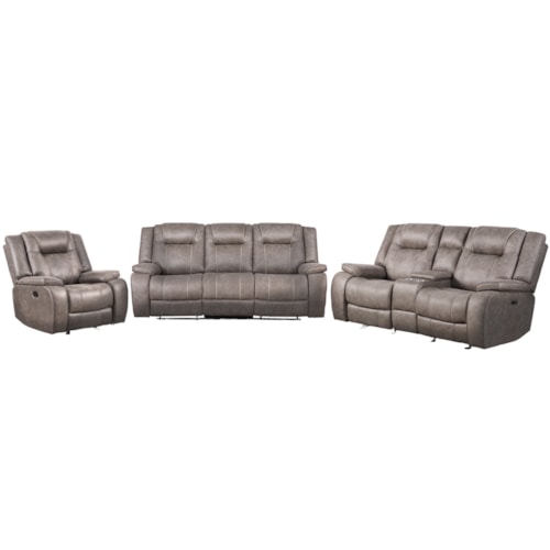 Transitional 3-Piece Manual Reclining Living Room Set