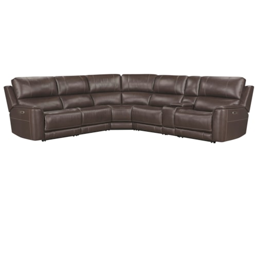 Casual 6-pc. Leather Power Reclining Sectional with USB Ports