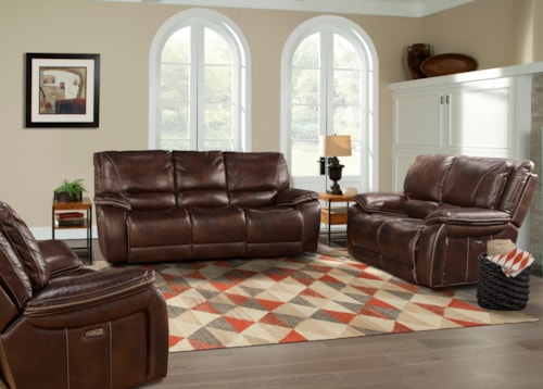 Casual 3-Piece Power Reclining Living Room Group with Power Headrests