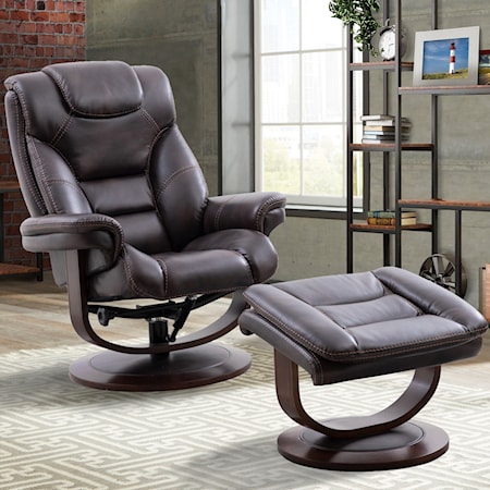 Manual Reclining Swivel Chair and Ottoman