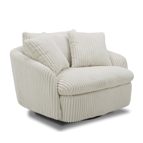 Casual Oversized Swivel Chair with Toss Pillows