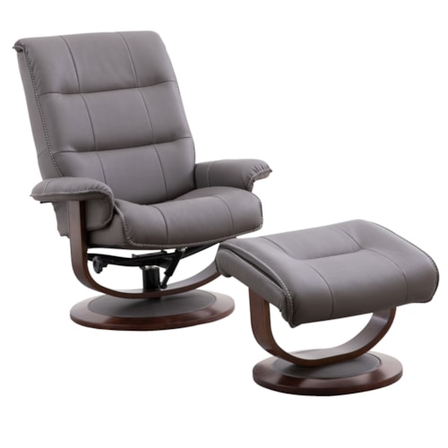 Contemporary Manual Reclining Swivel Chair and Ottoman