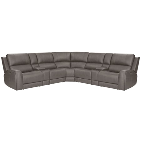 7-pc. Leather Power Reclining Sectional