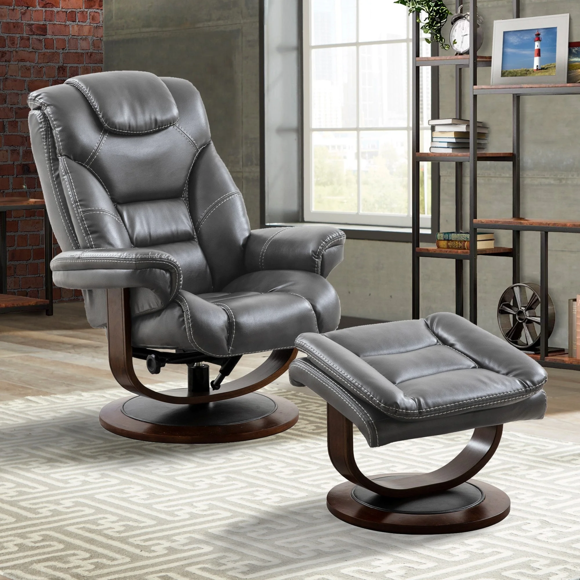 Monarch MMON#212S-FLI Contemporary Manual Reclining Swivel Chair and ...