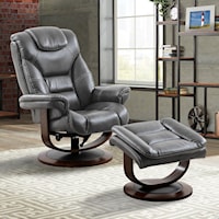 Contemporary Manual Reclining Swivel Chair and Ottoman