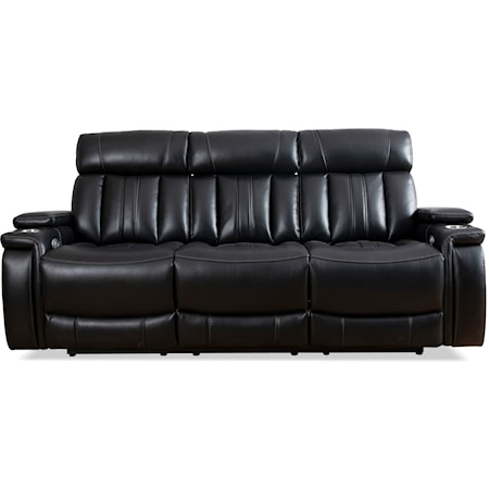 Contemporary Power Reclining Sofa with Drop Down Console and Power Headrest