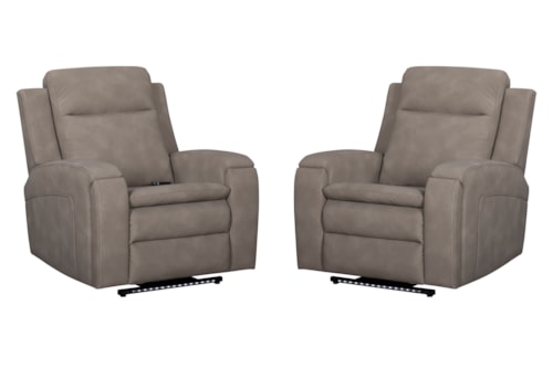 2-pk. Contemporary Rocking Power Recliner with Heat and Massage