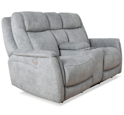 Linus - Hudson Grey Power Zero Gravity Console Loveseat
