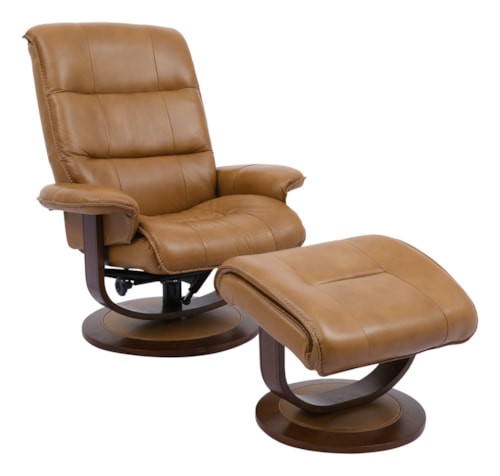 Contemporary Manual Reclining Swivel Chair and Ottoman