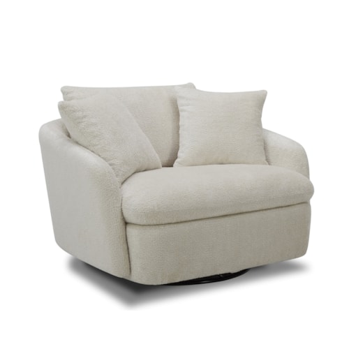 Casual Oversized Swivel Chair with Toss Pillows