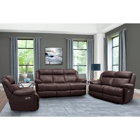 Casual Power Reclining Living Room Set with Power Headrests and USB Ports