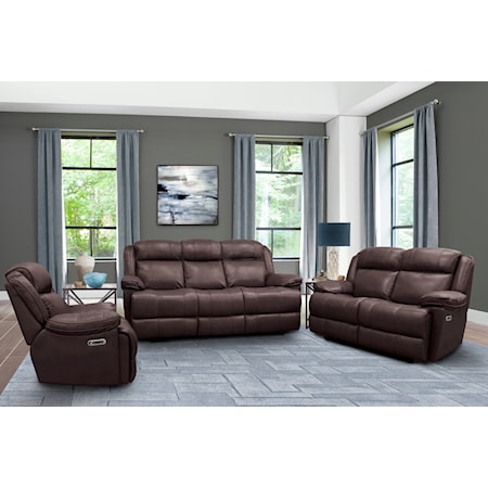 Casual Power Reclining Living Room Set with Power Headrests and USB Ports