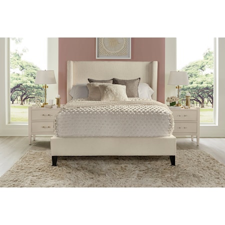 Upholstered Himalaya Ivory Queen Bed