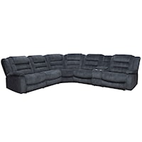 Casual 6-Piece Reclining Sectional Sofa with Entertainment Console