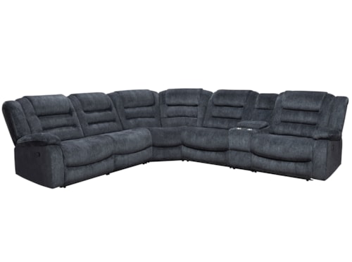 Casual Manual Reclining Sectional Sofa with Entertainment Console
