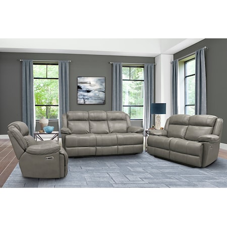 Casual Power Reclining Living Room Set with Power Headrests and USB Ports