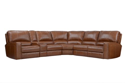 Transitional 6-Piece Power Reclining Sectional Sofa with Power Headrests
