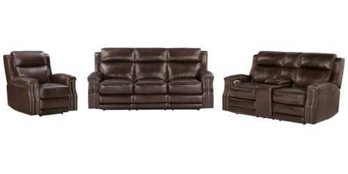 Transitional Power Sofa, Loveseat, and Recliner Set
