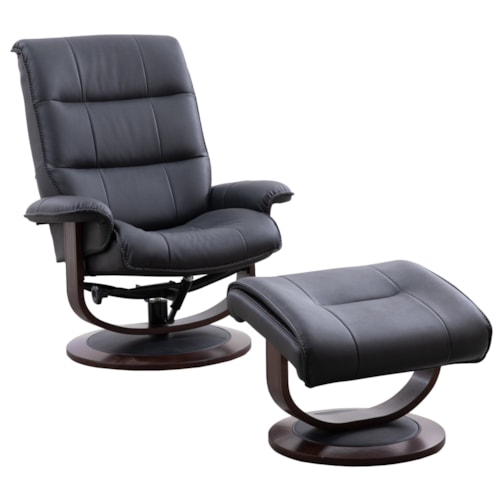 Contemporary Manual Reclining Swivel Chair and Ottoman