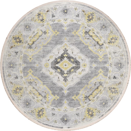 8' RoundGreyRound Rug