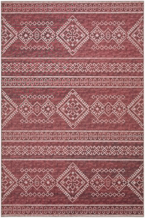 4' Round Red Rug