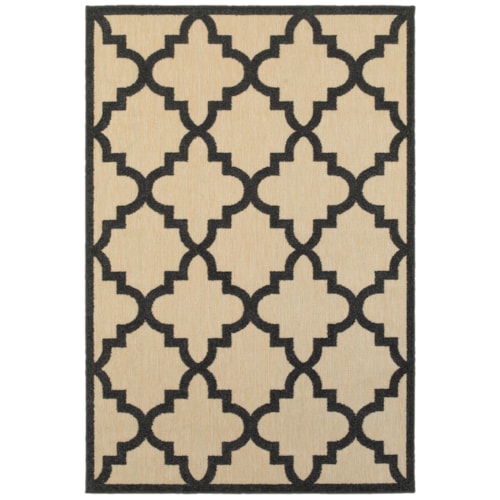 3'10" X  5' 5" Outdoor Sand/ Charcoal Rectangle Rug