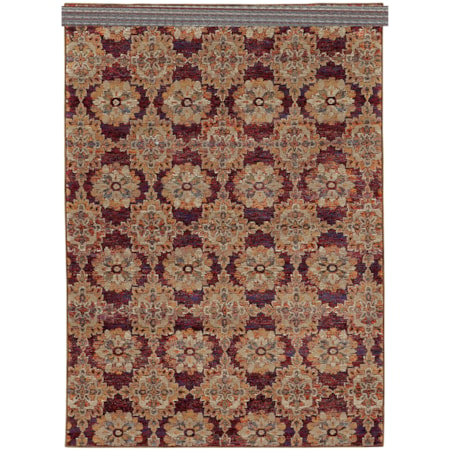 3' 3" X 5' 2" Casual Red/ Gold Rectangle Ru