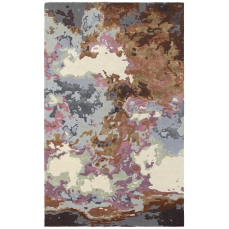 8' 0" X 10' 0" Contemporary Blue/ Brown Rect