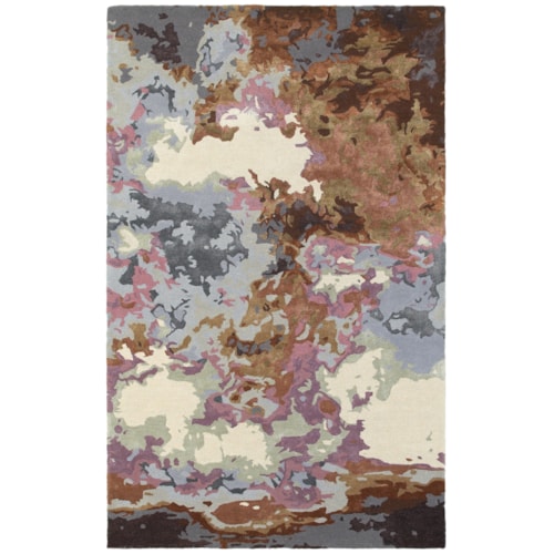 8' 0" X 10' 0" Contemporary Blue/ Brown Rectangle Rug