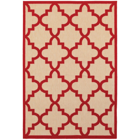 9'10" X 12'10" Outdoor Sand/ Red Rectangle R