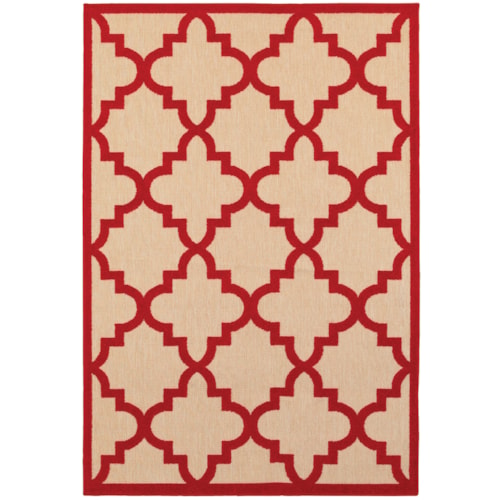 9'10" X 12'10" Outdoor Sand/ Red Rectangle Rug