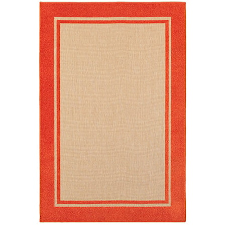 3&apos;10&quot; X  5&apos; 5&quot; Outdoor Sand/ Orange Rectangl